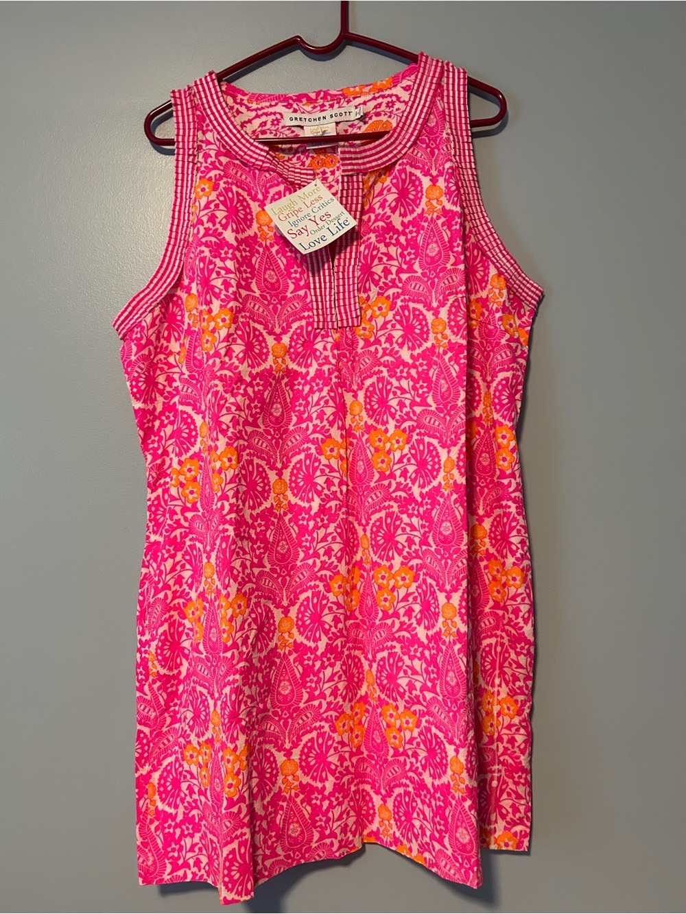 Gretchen Scott Designs Pink and Orange Floral Sleeveless Dress